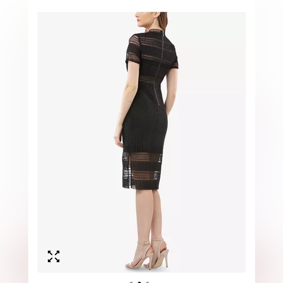 JS COLLECTIONS Illusion Crocheted Sheath Dress Black - Picture 2 of 7